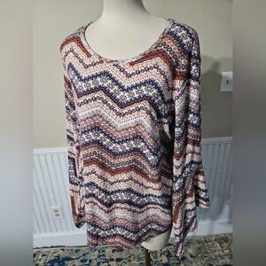 Forbidden Society Flare Sleeve Boho Top XL